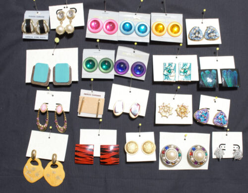 21 Pairs of Earrings Jewelry Lot  | Vintage 80's - 90's | Pierced and Clip-On - Picture 1 of 10