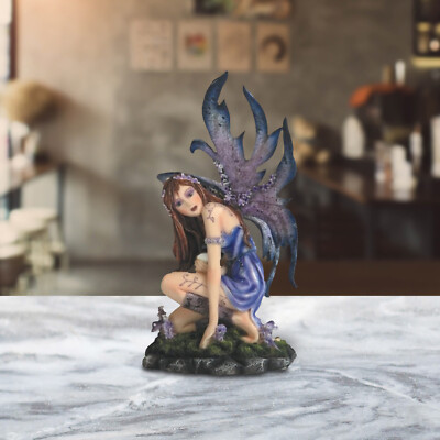 Fairy with Purple Winged Statue 7.5''H Fantasy Collectible Figurine Room Decor