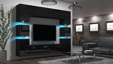 Living Room Furniture  Set TV  Unit Hi Fi WALL MEDIA Modern Entertainment BLACK