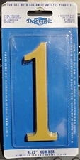 No.1 Premium Address Plaque/Mailbox - Gold/Number Satin Brass - 4.75" DeSign-It