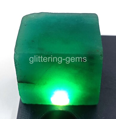 #ad 95 Ct Green Emerald Cube Rough Dyed Natural Certified Loose Gemstone 5DOI $3.99