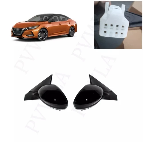 (POWER+HEATED)  *PAIR* Mirror 7-pin Black painted For Nissan Sentra 2020-2021
