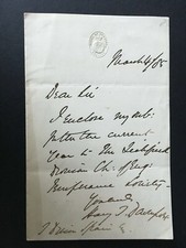 HARRY TITCHBORNE DAVENPORT - BARRISTER & TORY POLITICIAN - 1 PAGE SIGNED LETTER