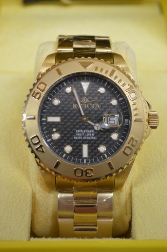 NEW INVICTA MEN'S PRO DIVER 18K GOLD PLATED -SLEEK BLACK DIAL 15191 - Picture 2 of 8