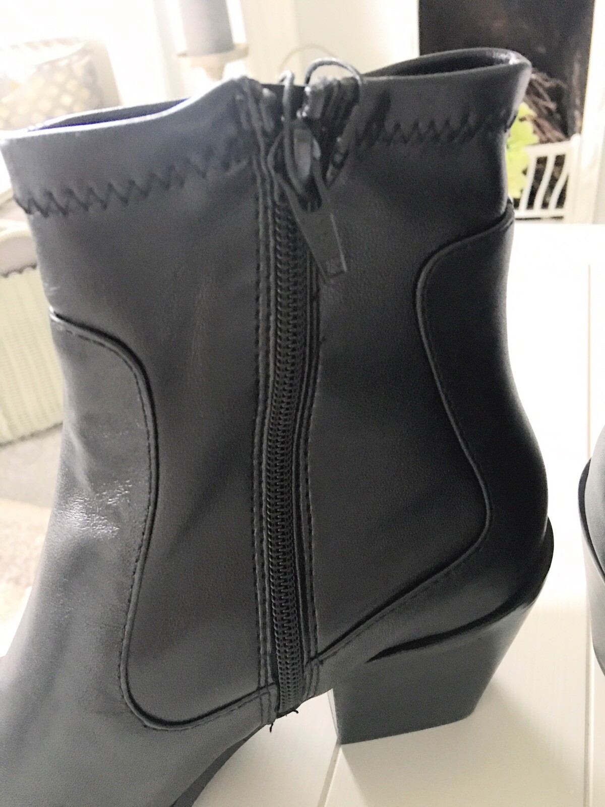 Zara Leather Square Toe Cowboy Heel Stretch Leg Ankle Boots UK5 BNWT RRP £99.99 image 5