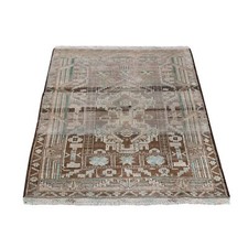 2'9"x3'9" Coffee Brown Vintage Afghan Balooch Hand Knotted Pure Wool Rug R87960