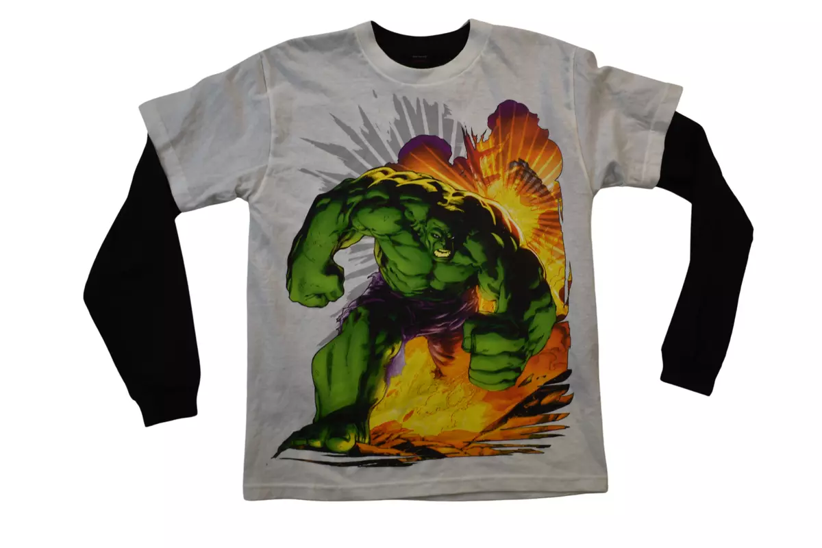 Marvel Youth Boys Incredible Hulk In Explosion White Shirt New L