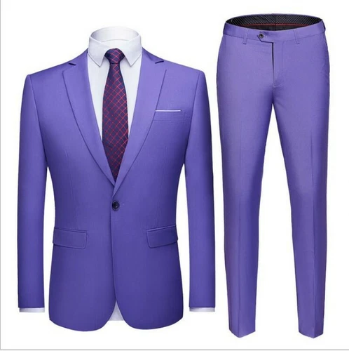 Men's Slim Fit Suits 2 Piece Jackets Blazer Pants Formal Business Coats Trousers - Picture 18 of 37