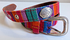 Fossil rainbow concho belt woven striped colorful silver tone boho size M