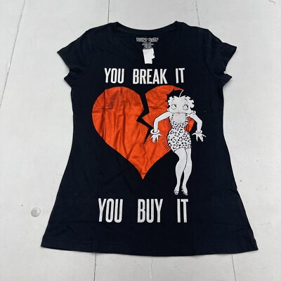 Betty Boop You Break You Buy Black Graphic Tee Juniors Large New Defect