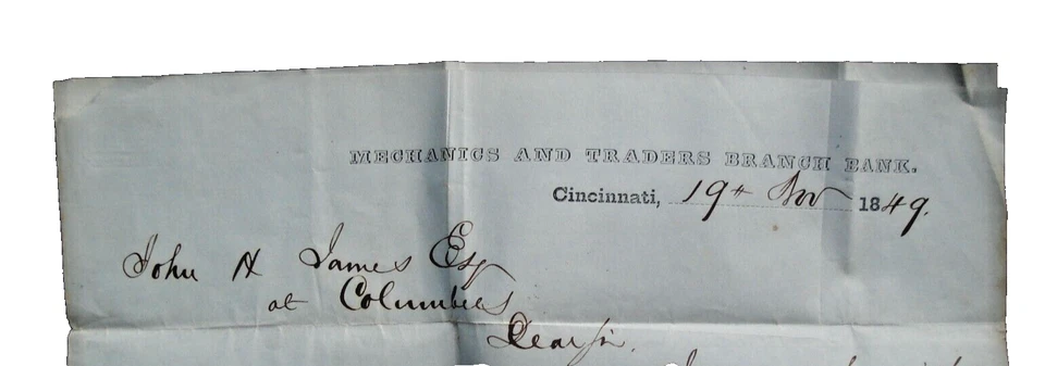 US COLUBUS OHIO STAMPLESS POSTAL SHEET 1849 - Image 2 of 4