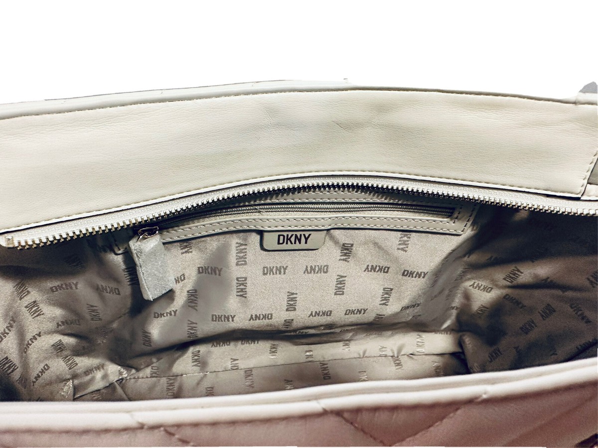 dkny white quilted shoulder bag