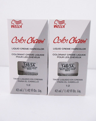 Wella Color Charm Liquid Creme Dye, 148/ 3A Dark Ash Brown, 1.42 fl oz ea, 2 pk