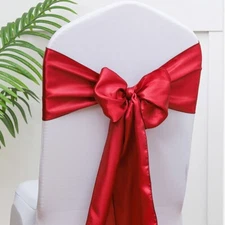 10pcs RED Sateen Dining Chair Bows Ribbon Ties Back Sash for Wedding Party