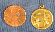 50pc Raw Brass Man on Moon Round Happy Face Charms 4664