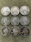 9 Silver Washington Quarters 1939-1964 90% US Silver Coin Lot