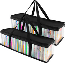 CD Storage Bags 2 Pack - Transparent PVC Media Storage - Water Resistant Holde
