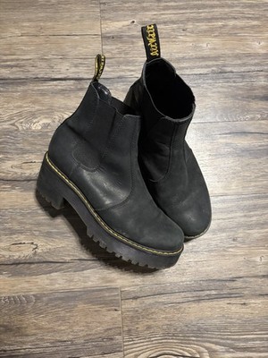 New Dr Martens Rometty Wyoming Black Leather PlatformChelsea Ankle Boots Size 9