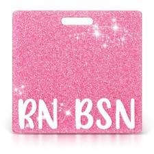 Pink RN BSN Card Glitter Nurse Buddy Nurse Holder Name Identification for Cow...