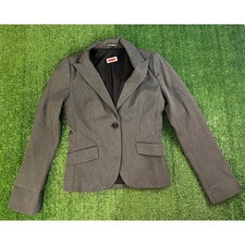 Express Womens Gray Single Button Notched Lapel Tailored Blazer Jacket Size 4