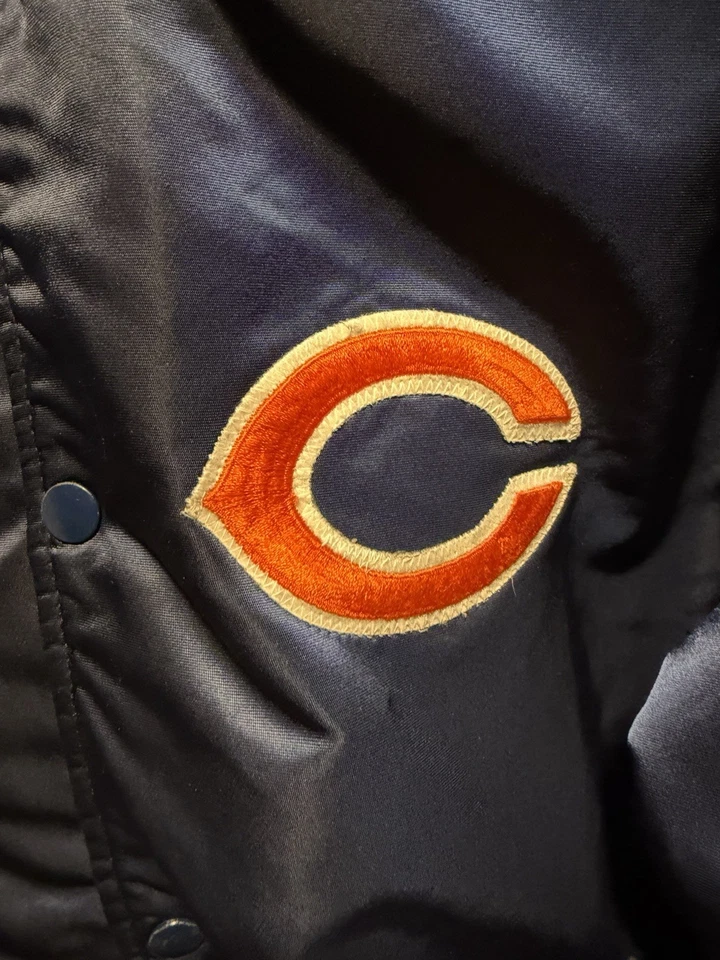Vintage Starter Pro Line Chicago Bears Satin Jacket XL Navy – Flaws Read - Image 3 of 4
