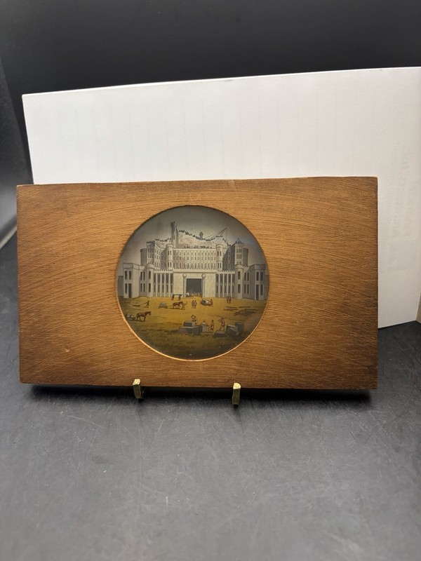 Antique Masonic Magic Lantern Glass Slide With Wood Frame