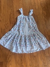 Simply Southern Pineapple Dress Ruffle Tiered Top Midi  Blue Pink Size M Cruise