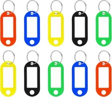 10 pc Key Tags Plastic Key Rings ID Tags Name Label Key Fob Tag Assorted Colours