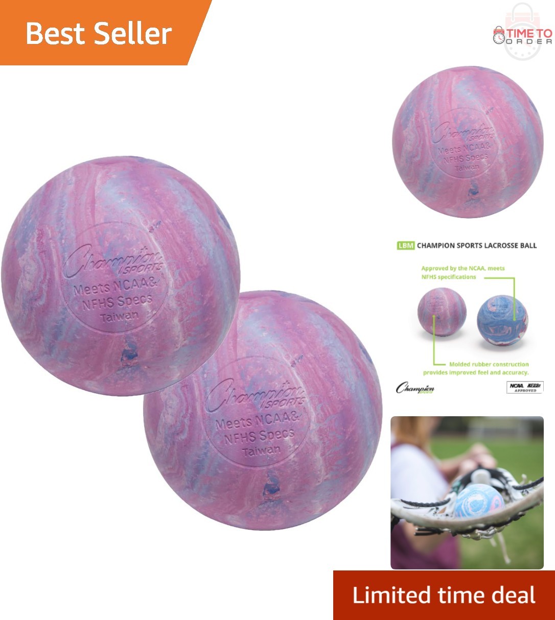 Lacrosse Balls Rubber Official Size 2 Pack NCAA NFHS Certified Indoor Outdoor