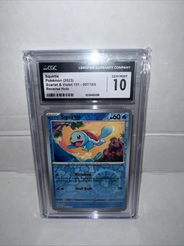 CGC Gem Mint 10  Squirtle Pokémon (23) Scarlet & Violet 151 007/165 Reverse Holo