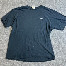 Nike T-Shirt Mens Size XL Navy Blue Cotton Made in USA Swoosh Logo Casual Short