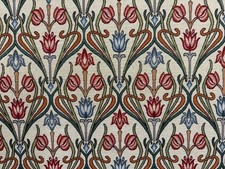 Nouveau Macintosh Floral Tapestry Fabric Red Blue  Curtain Upholstery Blind