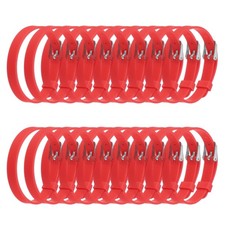 20 Pack Slide Bracelet Wristband, 8.2 x 0.3&rdquo; Silicone Adjustable Bracelet, Red