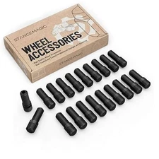 20pcs Black Wheel Stud Conversion - 14x1.5 to 12x1.5, 50mm Total Length-20