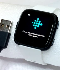 Fitbit Versa FB504 Smart Watch Health Sleep Tracker Black White - Tested