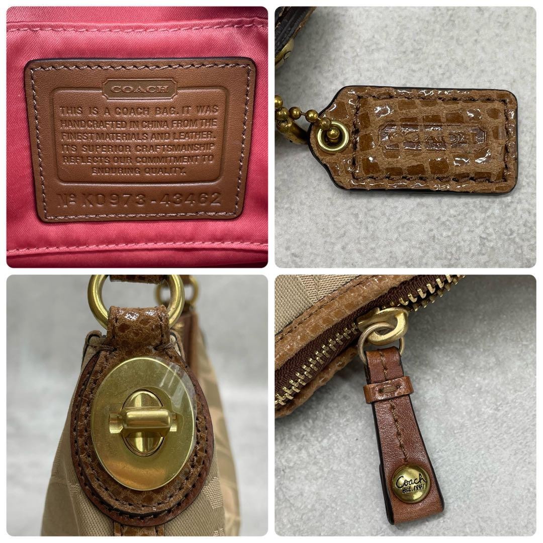 Coach Canvas Leather Python-Embossed Shoulder Bag… - image 17