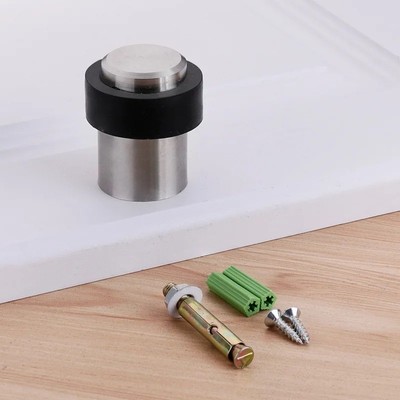 Door stop solid stainless steel floor mounting heavy duty rubber doorstop
