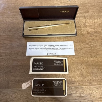 1981 Vintage Parker Arrow Rollerball Pen & Box - 12k Gold Filled