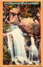 Vintage Linen Postcard Paradise Falls Lost River White Mountains NH 1955