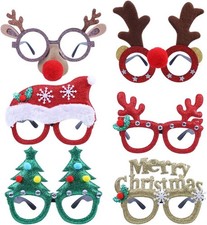 6pcs Merry Christmas Glasses Frames Xmas Party Costume Eyeglasses for Kids