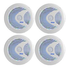 4x Pyle Marine Boat 6.5" Inch 2 Way 150 Watt LED Light Illumination Speakers