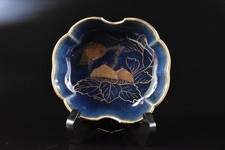 F6824: Japanese Old Imari-ware lapis lazuli glaze Chestnut painting PLATE/dish