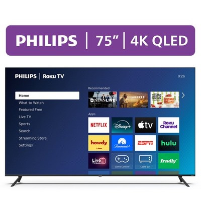 Philips 75'' inch QLED Ultra HD 4K (2160p) Roku Smart TV HDR 10