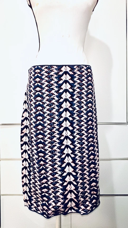 $99 RACHEL Rachel Roy ALTA CINTURA ELÁSTICA GEOMÉTRICA AZUL X ROSA SUÉTER FALDA 1X Foto 4 de 4