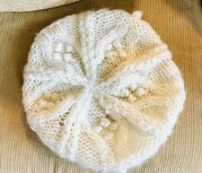 Urban Outfitters Cream Knit Beret With Silver Tinsel