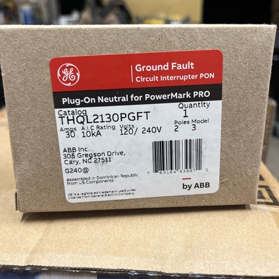 GE THQL2130PGFT 2P 30AMP Plug On Neutral Ground Fault Breaker GFCI New In Box
