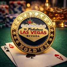 Strażnik karty pokerowej Guard "LAS VEGAS" prawdziwe pozłacane, akcesoria pokerowe prezent