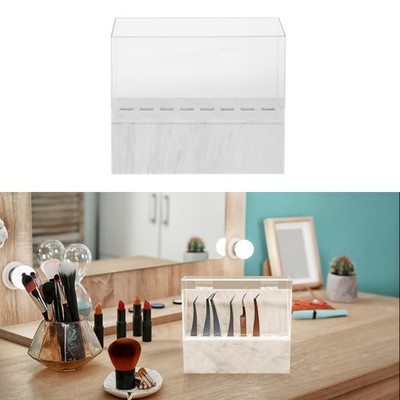 Acrylic Tweezer Holder Organizer 8 Holes White Display Stand for Makeup Storage
