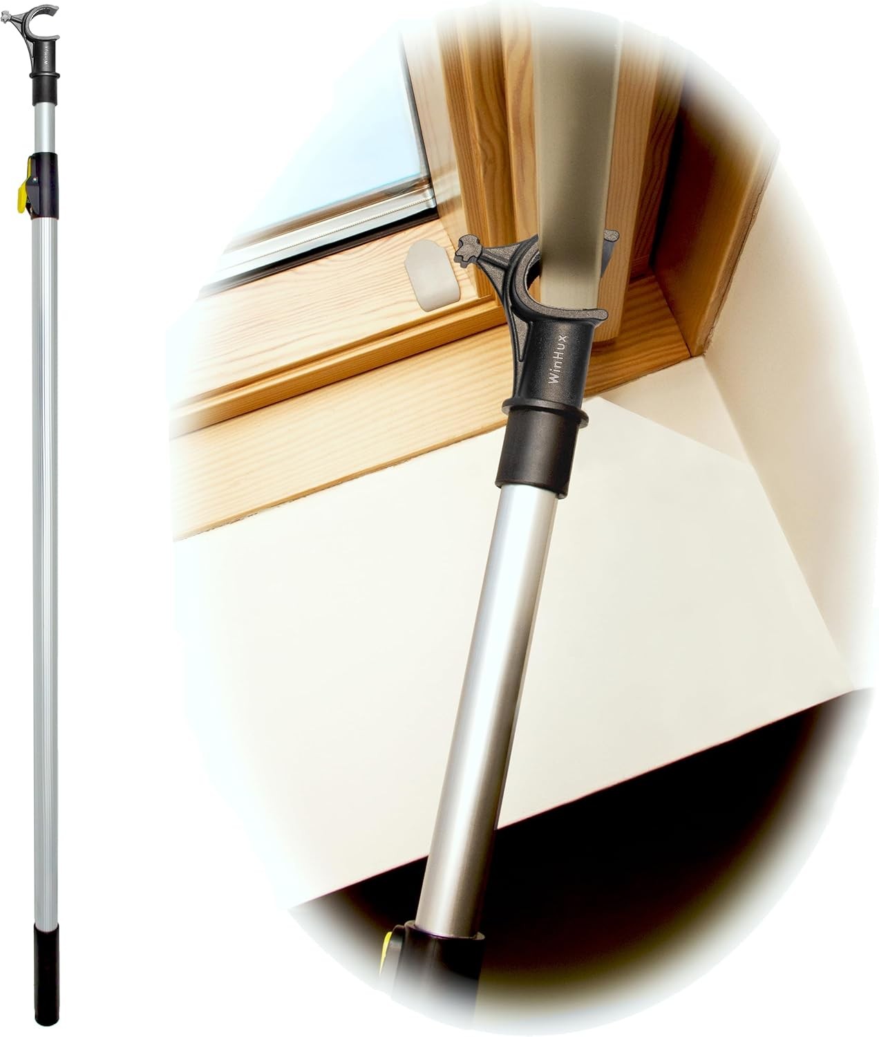 WinHux 1.2-2.0 Meter Telescopic Button Lock Aluminium Pole for Roof, Windows an