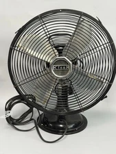 Industrial Black CINNI Vintage 13" Electric 3-Speed Oscillating Fan WORKS!